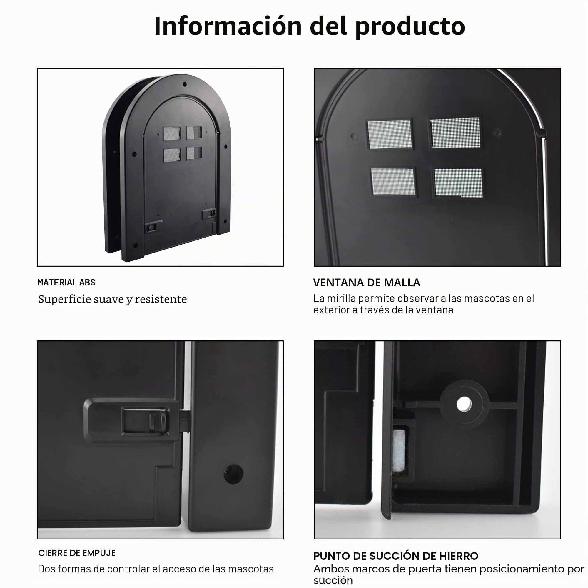 Wordcam Puerta interior para gatos, puerta interior con bloqueo de 2 vías para gatos de hasta 20 libras, puertas para mascotas para gatos, gatitos y perros pequeños (negro)