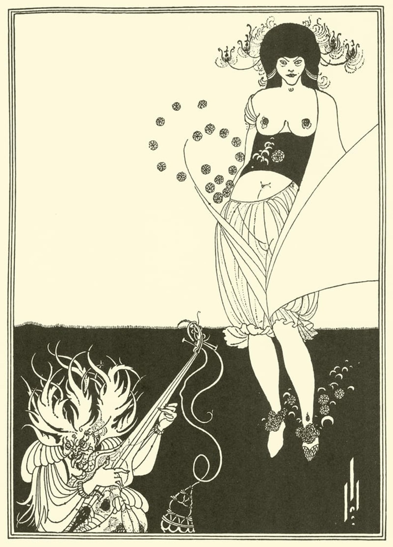 SERENDIPITP Abstract Painting Mural Print Picture Wall Decor Painting the Stomach Dance by Aubrey Beardsley Vintage Wall Artwork for Home Decor 60x90cm
