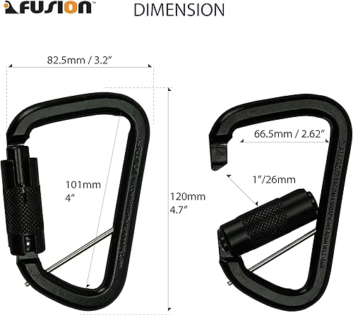 Miniatura 2 de Fusion Climb Mosquetón de acero modificado en forma de D de alta resistencia de la cerradura auto del acero de Tacoma, clip de acero