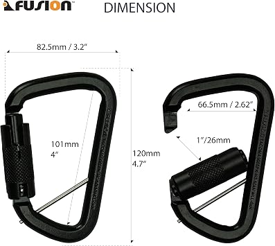 Triple Locking Carabiner 60KN (10-Pack)- Fusion Climb Tacoma- Professional Rock Climbing Carabiner- Heavy Duty Steel- Auto Locking Carabiner for Climbing, Rappelling, Captive Pin- UIAA ANSI Compliant