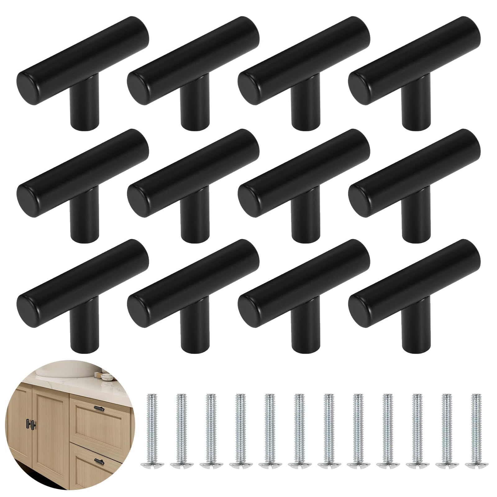 JOOJA Juego De 10 Tiradores De Borde De Dedo De Estilo Moderno En Negro Mate, Para Muebles Y Cajones, Tiradores Ocultos Para Gabinetes Y Cocina, Negro, 150 Mm