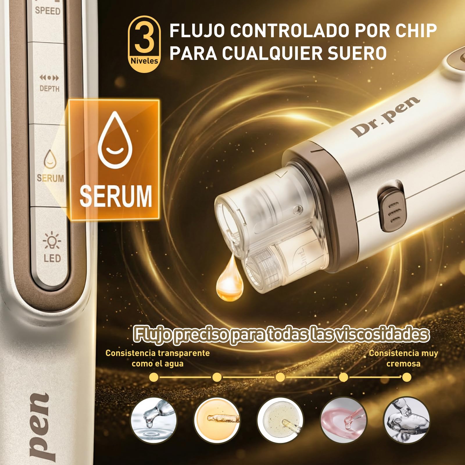 Dr.pen H6 Inalámbrico Microneedling con LED y Depósito de Suero | Escanea QR, compatible con todo suero y mejora absorción, ajuste preciso por chip, videotutorial, hogar o salón