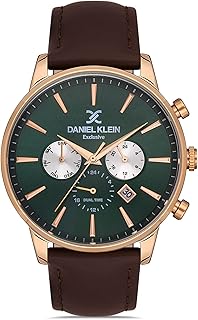 ساعة أنالوج بعقارب للرجال من دانيال كلاين DK.1.13111-6، قطر الهيكل 44 ملم، أخضر غامق/ بني غامق (وينجي)