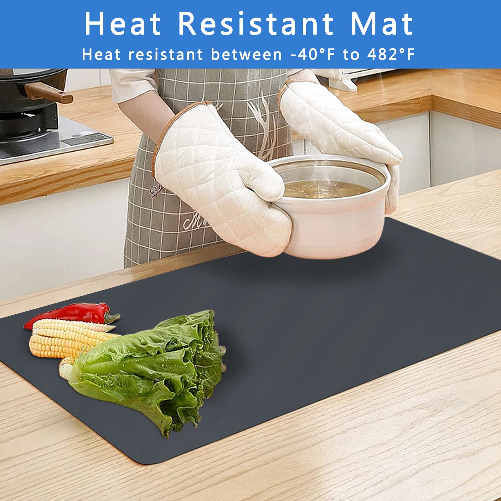 Silicone Mats for Kitchen Counter, 46.8''x23.2'' Large Heat Resistant Mat,  Countertop Protector | Placemat | Craft Mat | Baking Mat - Heavy Duty