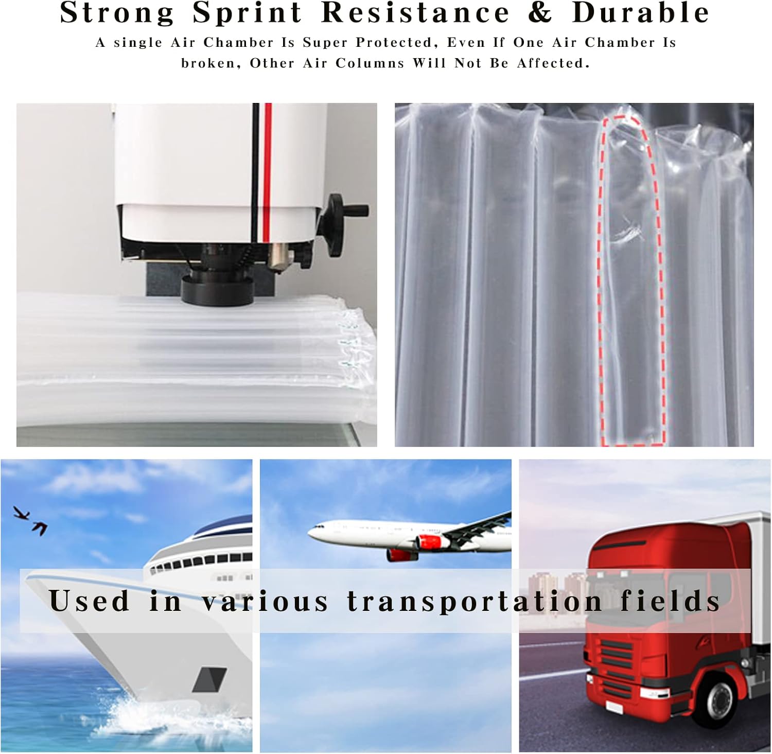 Inflatable Bubble Wrap Roll,19.7 inch x165 Feet, Inflatable Air Pillow Column Wrap for Packaging Moving Shipping Delivering,Inflatable Air Column Bubble Bag Wine Bottle Protector with Free Pump