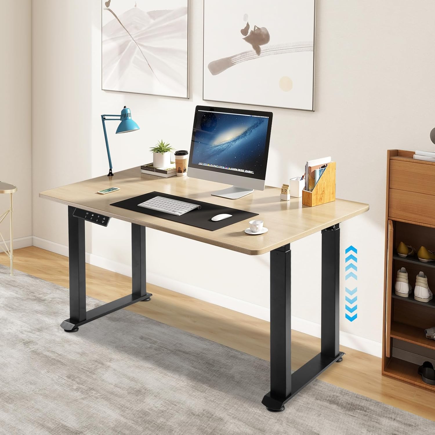4-Leg Standing Desk Frame Dual Motor, Stand Up Desk Frame Workstation with LED Display, 220 lbs Weight Capacity, 3 Memory Height Settings, 37.4-62.99 inch Adjustable Length