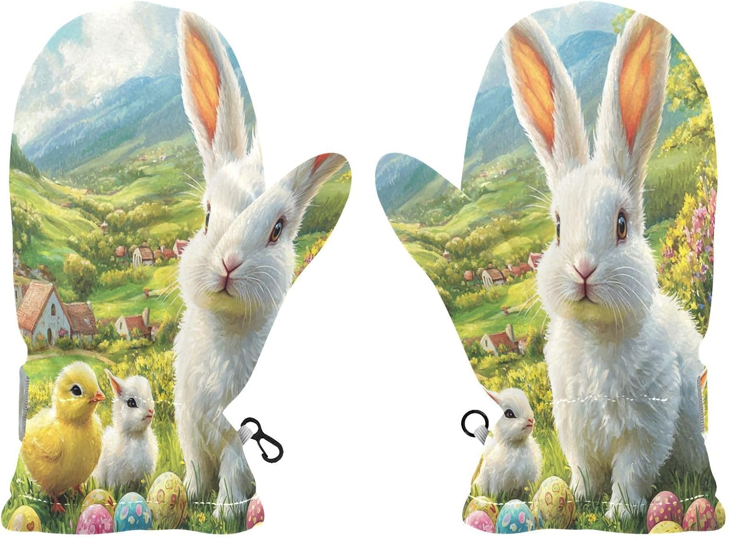 Rabbits Chicken Eggs Easter Toddler Mittens Infant Winter Gloves Fleece Lined Kids Warm Mittens for Baby Girls S