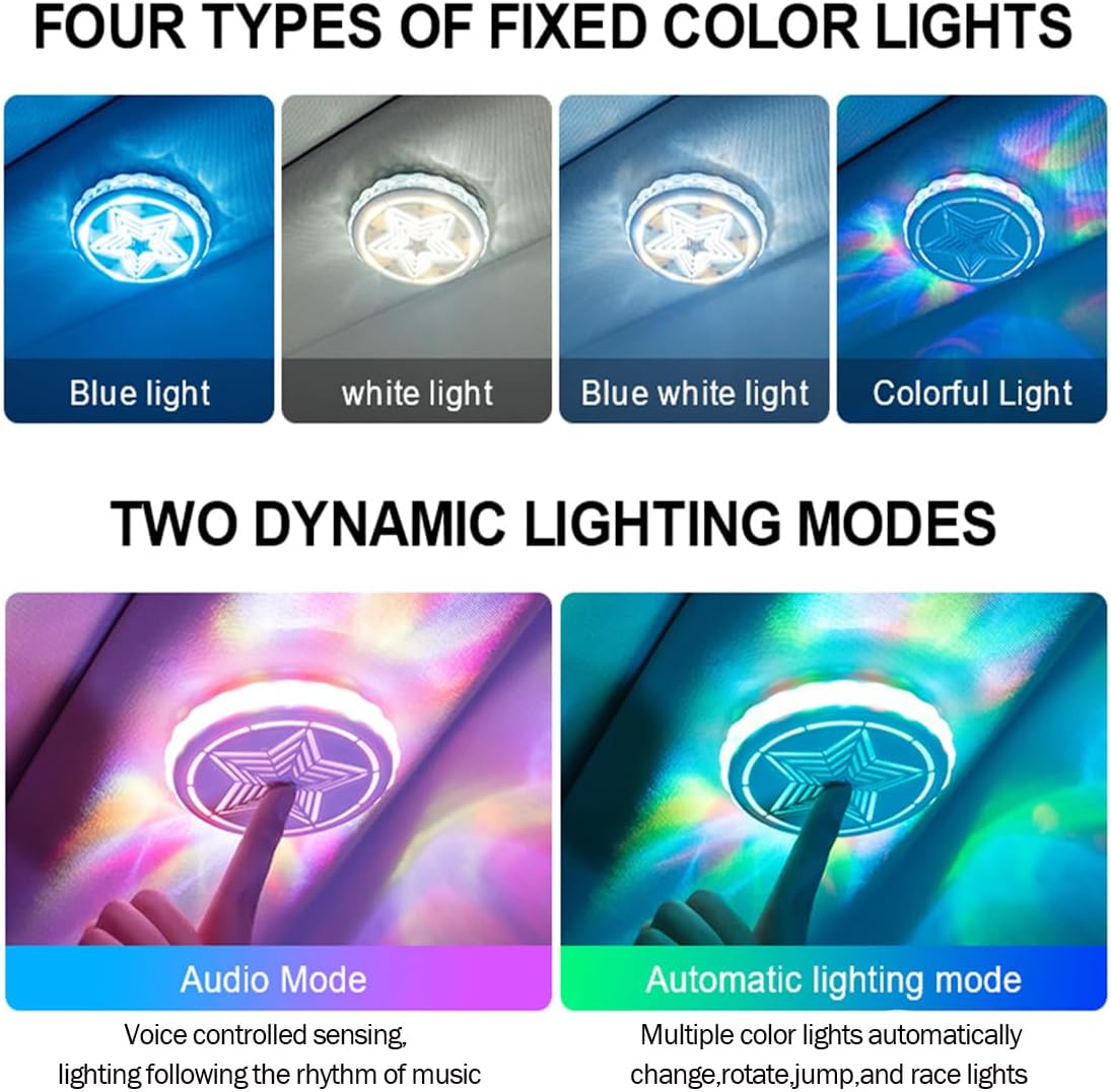 Car Led Lights Interior,Magnetic Car Ceiling Light,USB Rechargeable Car Interior Reading Light,LED Car Atmosphere Light,for Car,RV,Camping,Closets,Bedroom