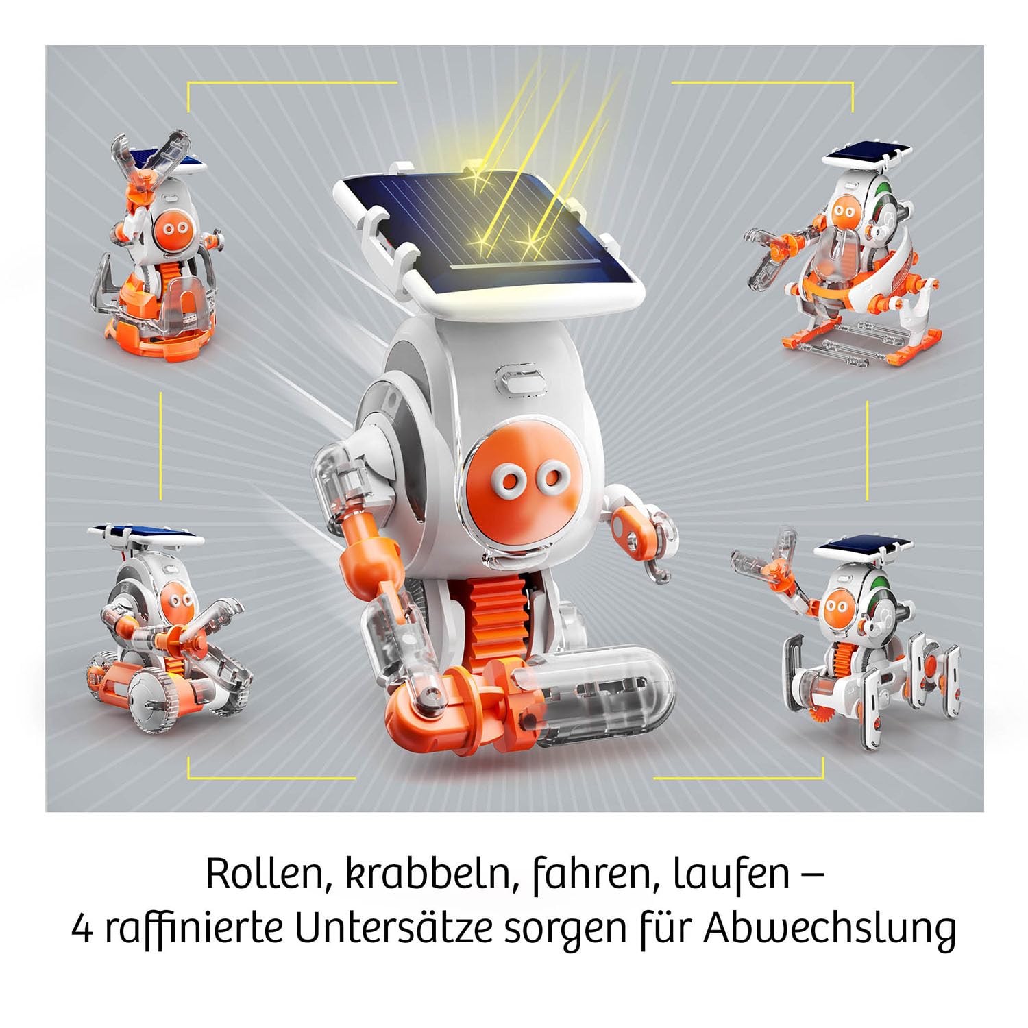 KOSMOS 621247 Solar Bots, Baue 8 Solar-Modelle, Bausatz für Solar Roboter mit Solarenergie-Antrieb, Solarzelle mit Motor, Experimentierkasten für Kinder ab 8-12 Jahre