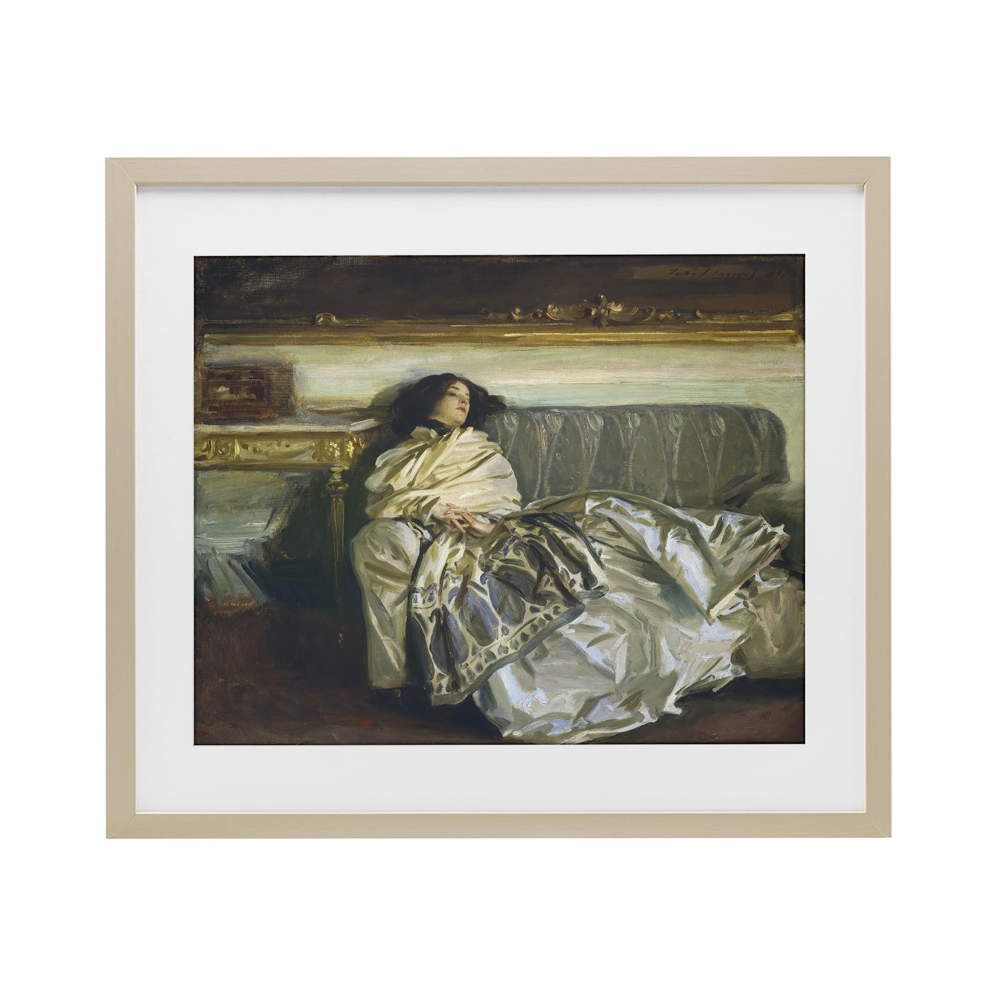 Stupell Industries Harvest Pine (Textured) Restful Woman Classic Religious, 17 X 21 Inch Framed Print Under Glass