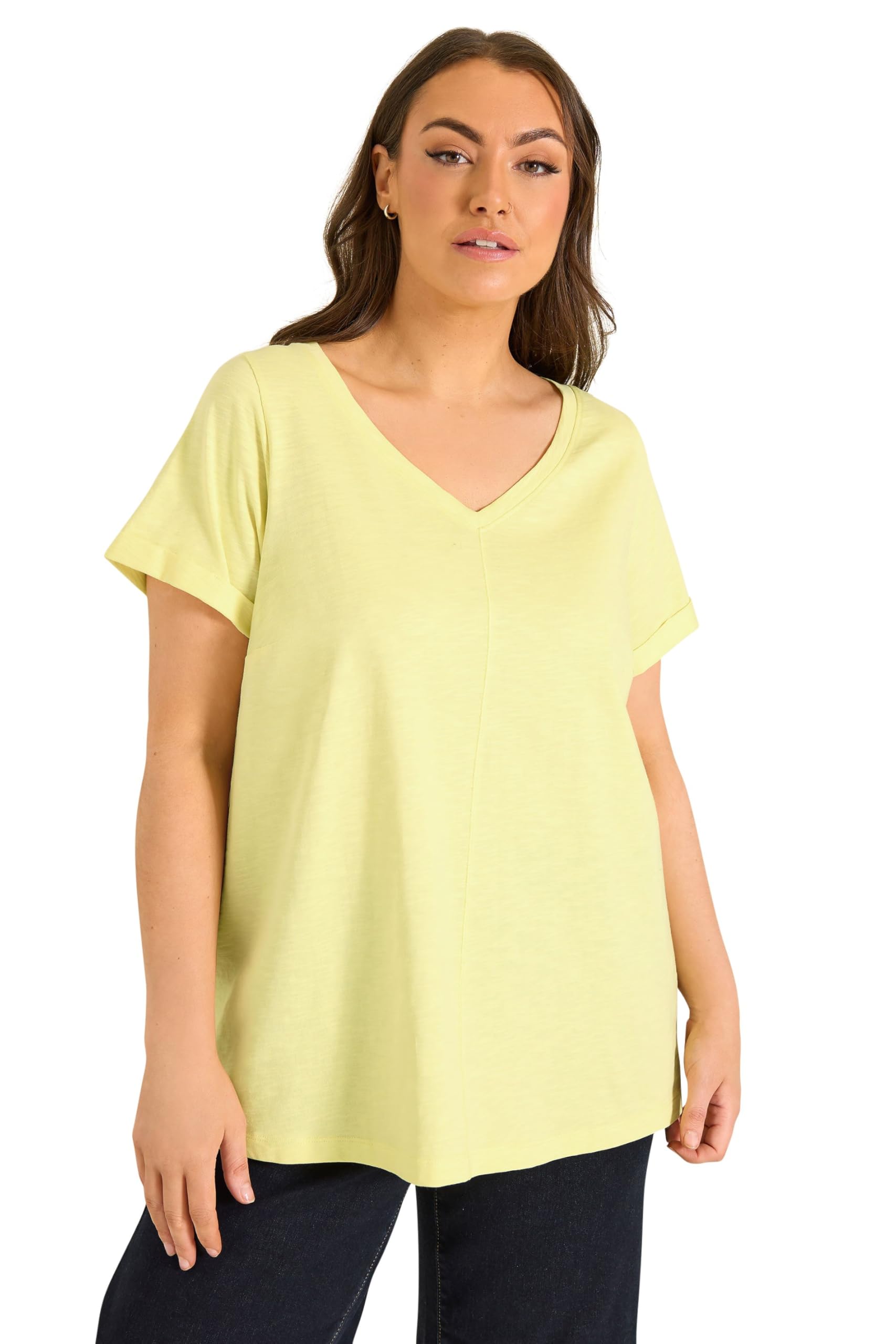 Evans Women's Yellow Plus Bright Premium Cotton Tshirt Size 22-24