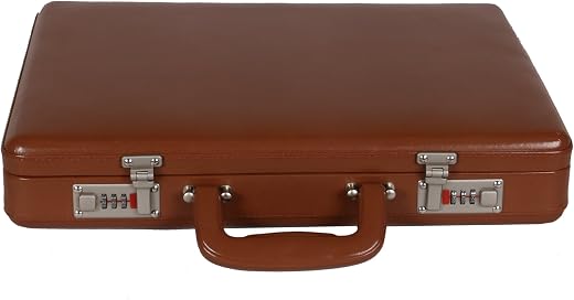 C Comfort Pure Leather Briefcase for Men & Women - Office Laptop Bag with Expandable Suitcase & Number Lock