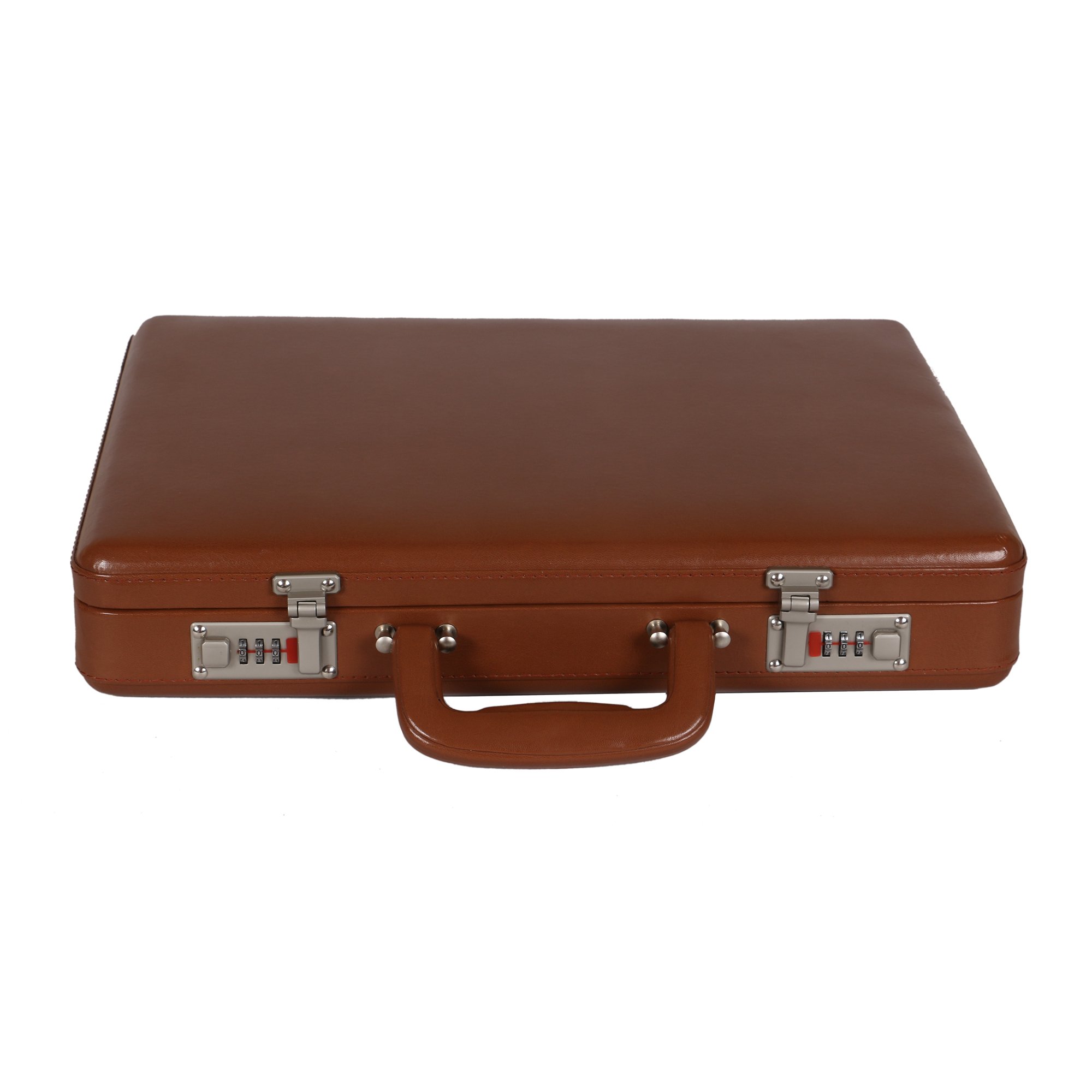 Pure Leather Briefcase for Men & Women - Office Laptop Bag with Expandable Suitcase & Number Lock