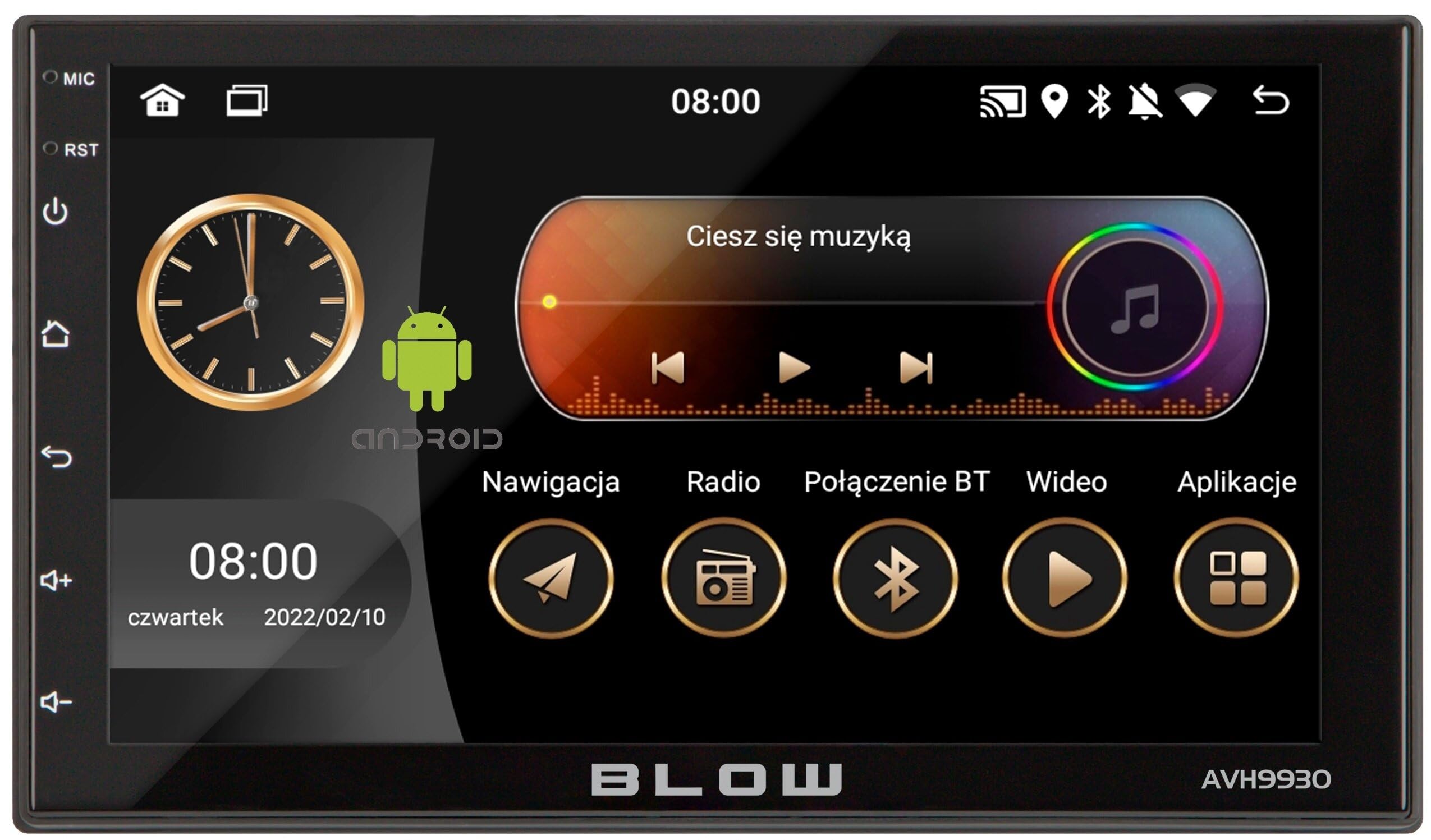 BLOW Odbiornik multimedialny 78-320# RADIO SAMOCHODOWE 7' BLUETOOTH ANDROID GPS FULL HD