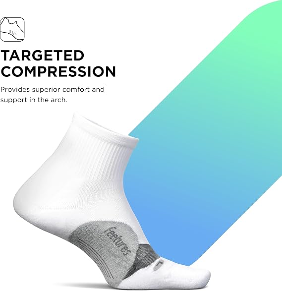 Feetures Elite Light Cushion Quarter Solid - Sport Sock with Targeted Compression