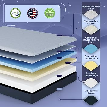 Celestial Sleep 8 Inch Twin Mattress, Made in The USA, CertiPUR-US, Oeko-Tex, and Fiberglass-FreeTM Certified Cooling Bed, Gel Memory Foam Mattress in a Box - Firm