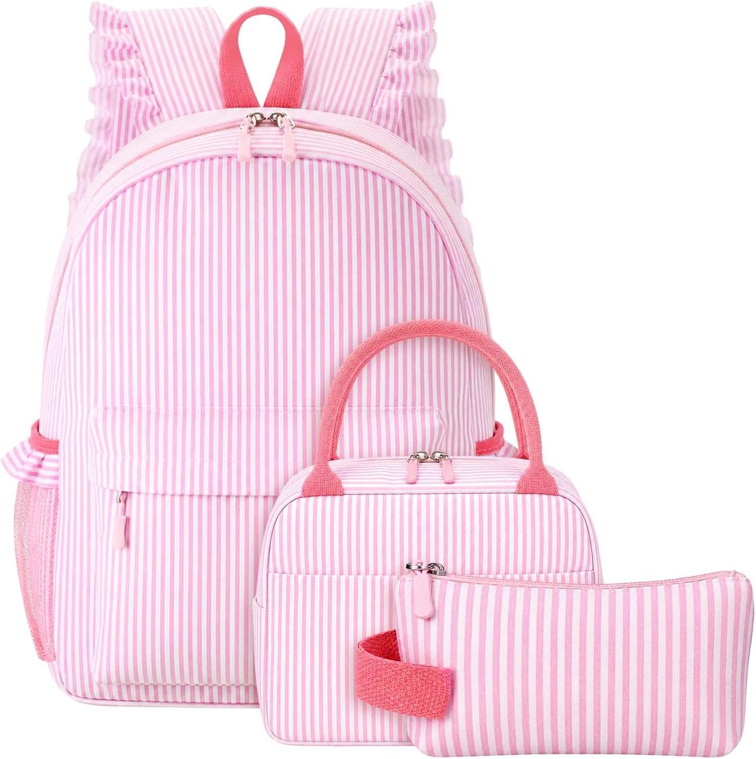 Shyyween 3 Pcs Backpack, Lunch Bag, Pencil Case Set Patchwork Floral Pastel