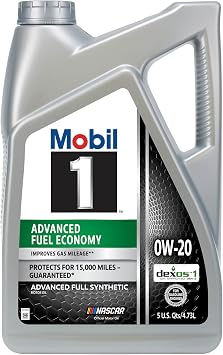 Mobil 1 Advanced Fuel Economy Full Synthetic Motor Oil 0W-20, 5 Quart