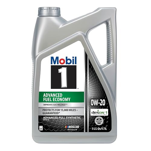 Mobil 1 Advanced Fuel Economy Full Synthetic Motor Oil 0W-20, 5 Quart | Enhanced Fuel Economy | 10,000-Mile Protection | Triple Action Formula