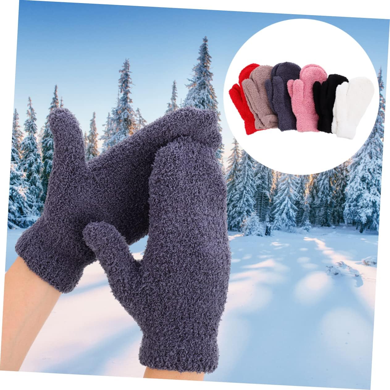 6Pairs Half Fleece Mittens for Adults Full Finger Winter Gloves Warm Comfortable Protection for Men and Women