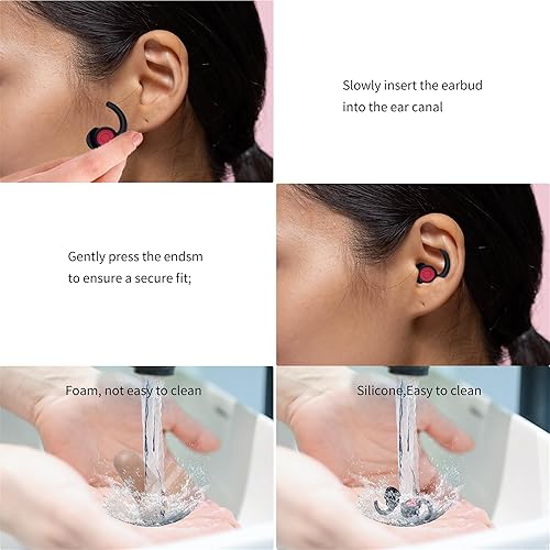 Miniatura 5 de Tapones para los oídos de silicona con cancelación de ruido, 2 pares de tapones para los oídos para dormir, reutilizables, con bloqueo de ruido,