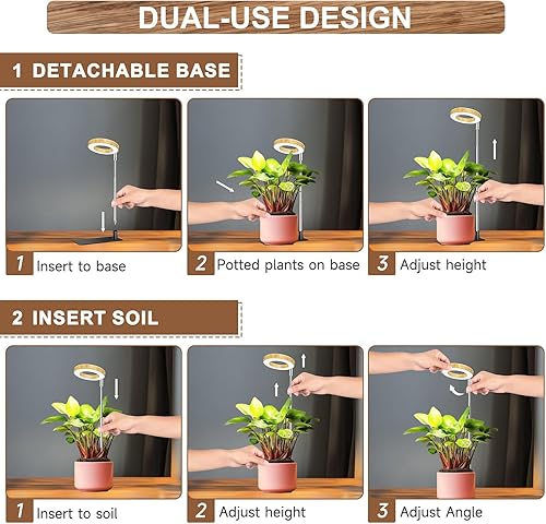 Miniatura 47 de Luces de cultivo, 48 luces LED de espectro completo, halo pequeño ajustable con base, 3 espectros opcionales, temporizador automático de 3/9/12 3.4