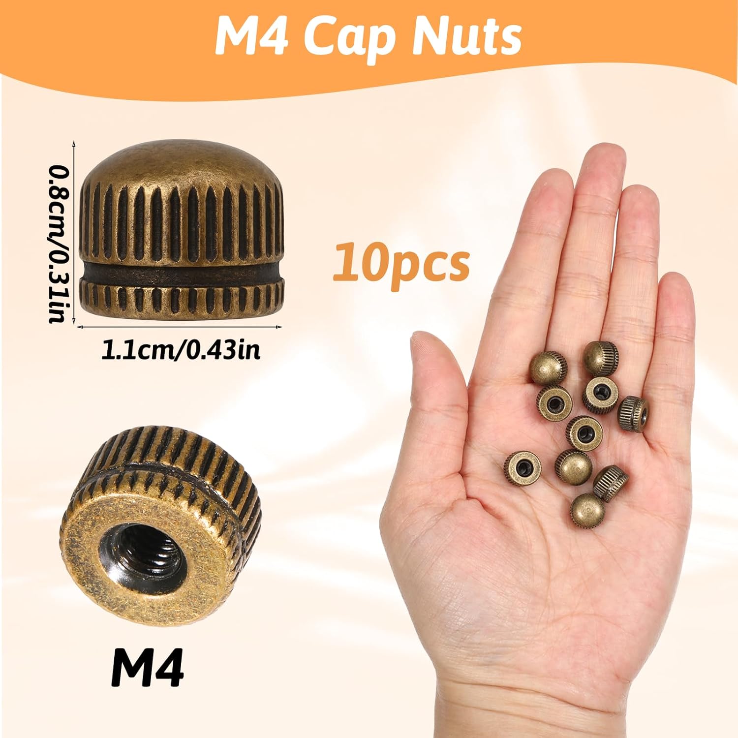 10PCS Bronze Screw Caps for Light Fixtures Ceiling Light Cover Replacement Lamp Shade Screws Cap Lamp Finial Knob Fitting M4 Threaded Screw Tops for Ceiling Lights Chandeliers Wall Lights Pendants
