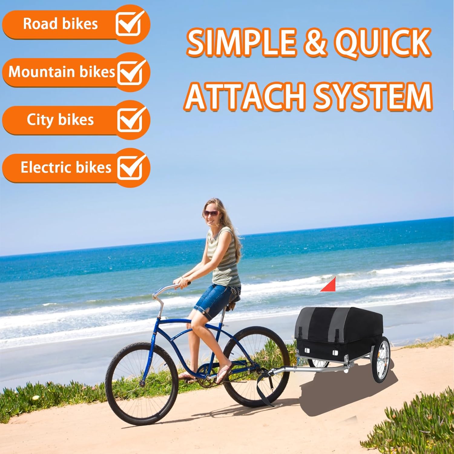 3-in-1 Heavy-Duty Bike Cargo Trailer, Bike Trailer Cargo for E-Bikes, 88lb Capacity with Suspension, Bicycle Cargo Trailer, Ebike Cargo Trailer, Bike Carts for Cargo