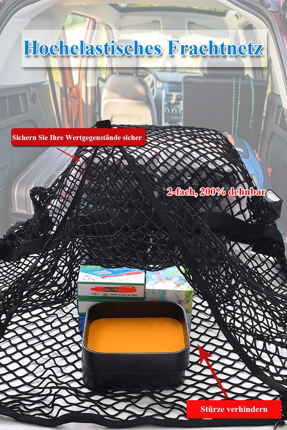 Rete per bagagli ad alta elasticità, a doppio strato, semplice organizer da letto per camion, 1,5 m x 1,5 m, estensibile fino a 3 m x 3 m, adatta per carichi quotidiani leggeri di camion, auto, camper