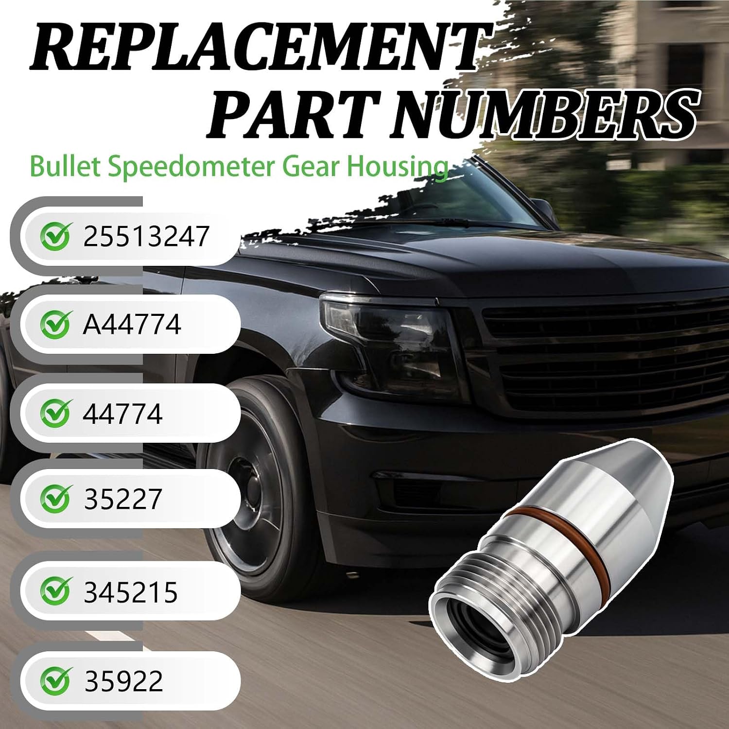 345215 Bullet Speedometer Gear Housing Compatible with Chevy TH350 Speedometer Gear Seal Kit with O-Ring and Metal Wrapped Seal for Fix Gear Housing Leaks