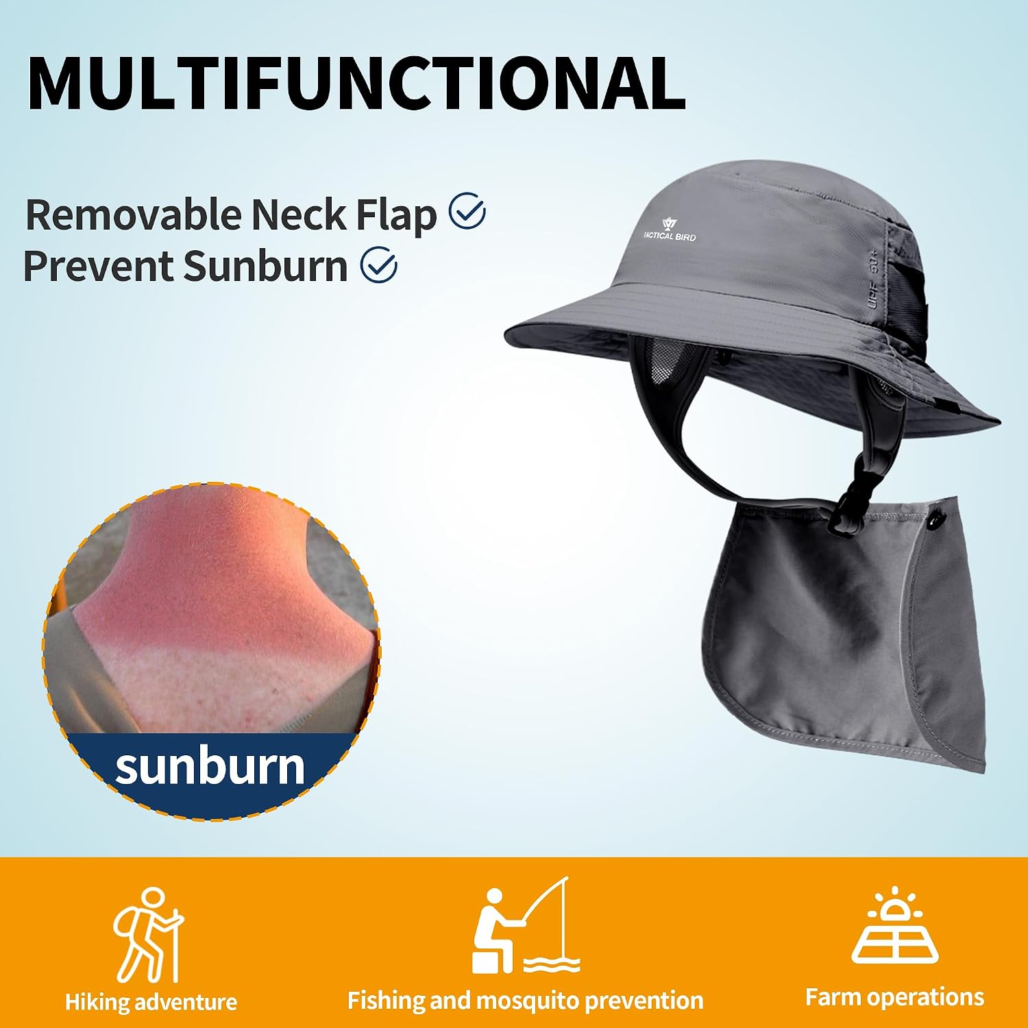 Fishing Hat for Men,Outdoor UV Sun Protection Wide Brim Hat with Face Cover & Neck Flap