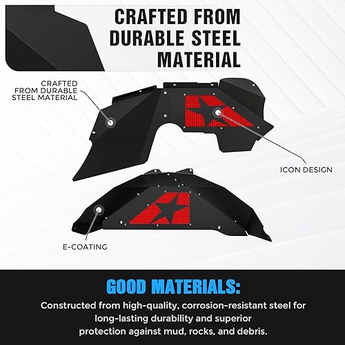 Vista 30 de Protectores de guardabarros interiores delanteros y traseros compatibles con Jeep Wrangler JK y JKU Unlimited Sport Sahara Rubicon 2007-2018