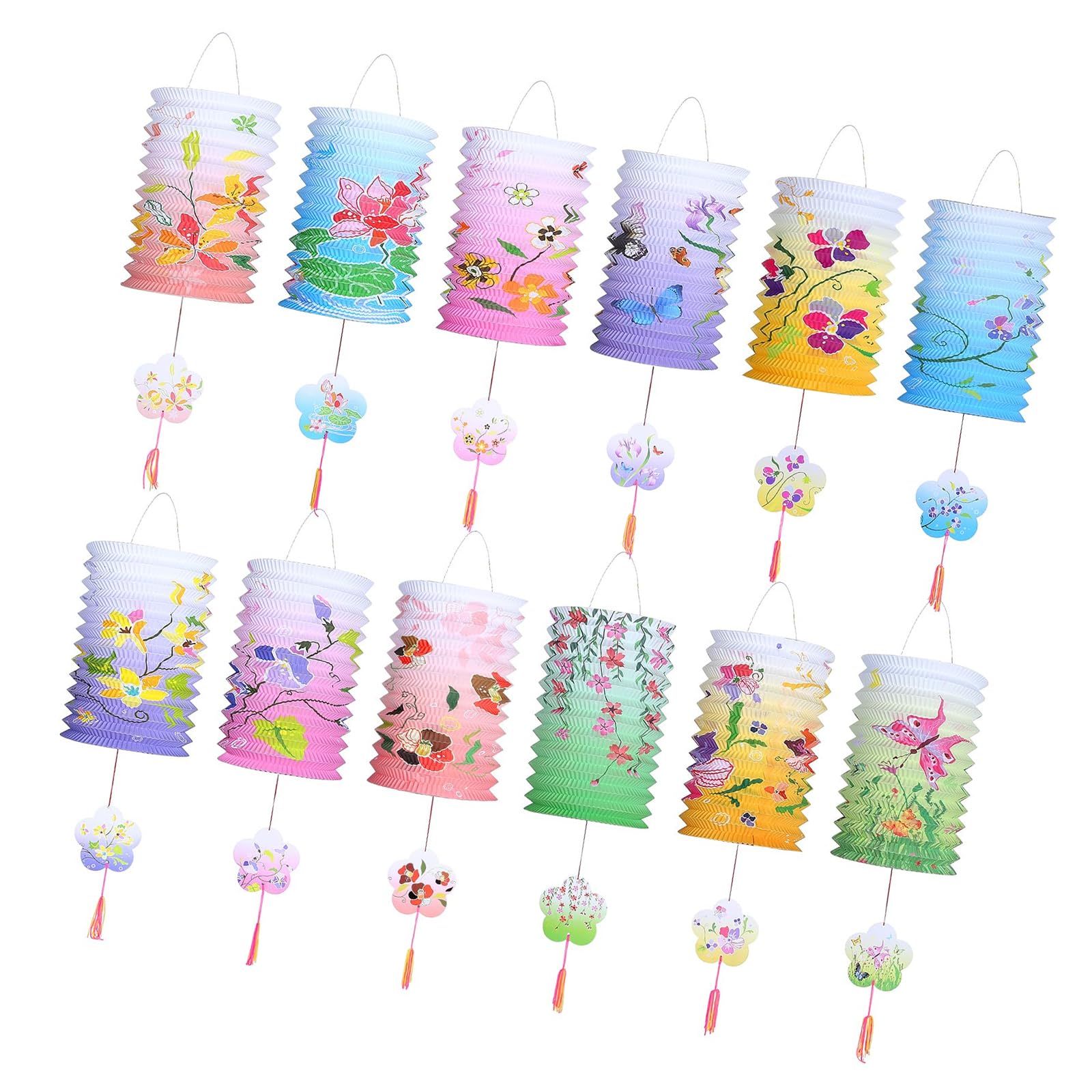Kalttoy Multicolor 12Pcs Chinese Paper Light Party Light Flower For Party Decoration And Festival Celebration Birthday
