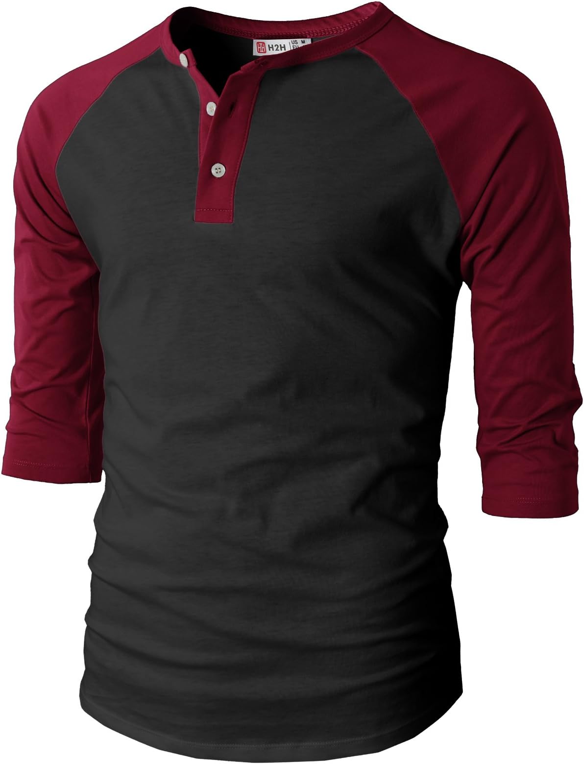 H2H Mens Casual Slim Fit T-Shirts Henley Shirts Raglan Long & 3/4 Sleeve Jersey Baseball T Shirts