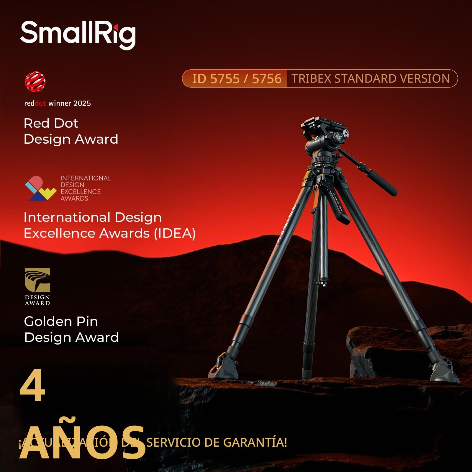 SMALLRIG x Potato Jet Tribex II Trípode Hidráulico de Fibra de Carbono con Cabeza Fluida de 4 Pasos y Contrapeso - 5755