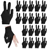 AccEncyc 3 Fingers Pool Gloves 20Pcs Billiard Glove Universal Cue Sports Gloves Pool Left Right Hand Gloves Breathable Elastic Show Gloves Sport Gloves for Billiard Accessories, Black