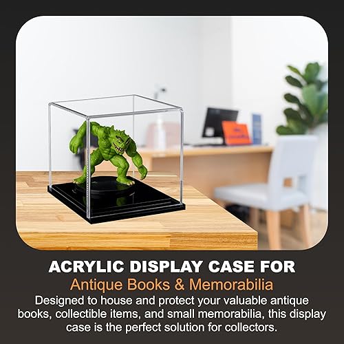 Vista 616 de Better Display Cases Versátil vitrina de acrílico transparente - Caja rectangular grande con base blanca 18" x 12" x 3" (BK09)