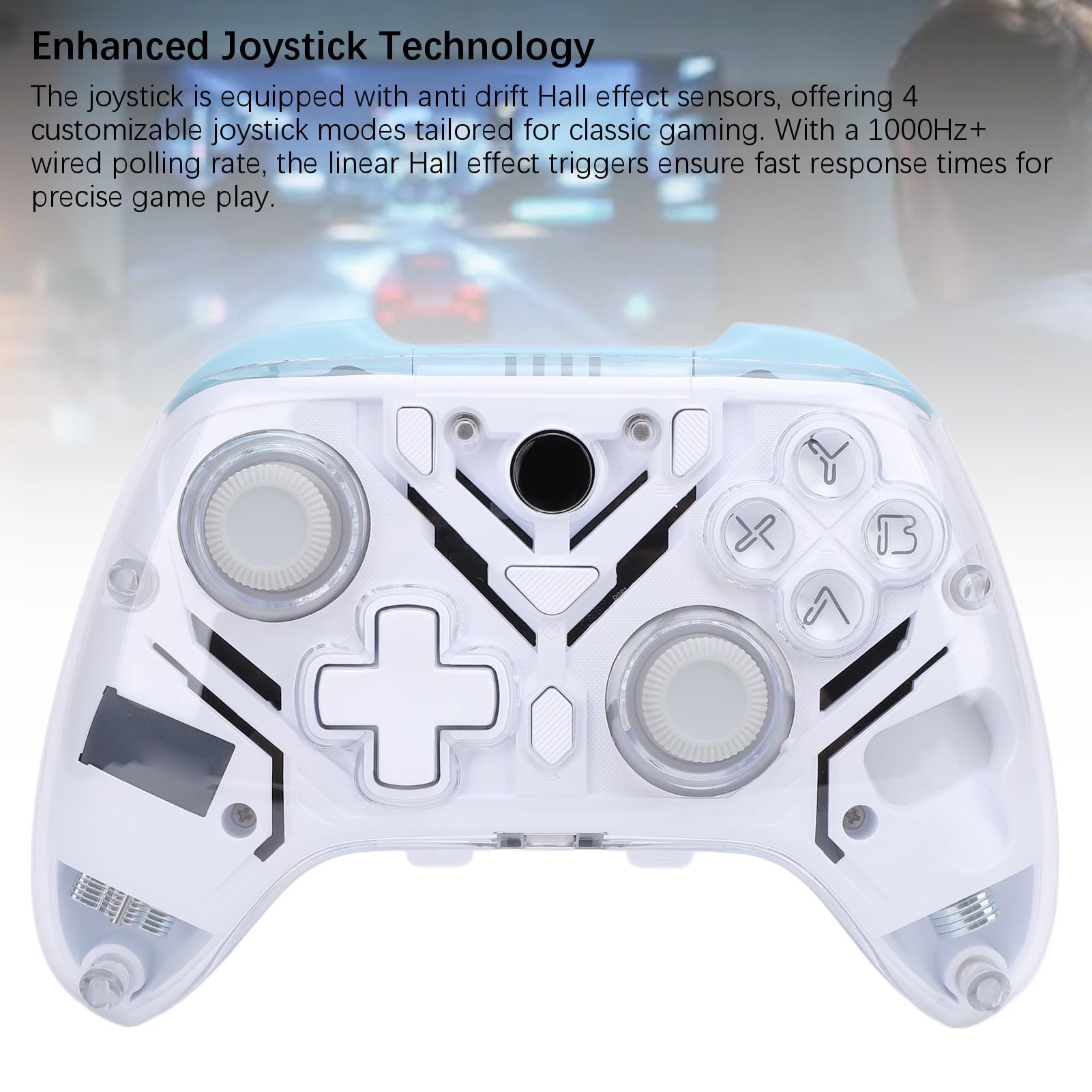 Hamwesh Controller Pro, Joystick Antideriva Effetto Hall Giroscopio a 6 Assi Motion Control Controller Pro, da Gioco BT con Dock di Ricarica Intelligente e App Mobile (WHITE)