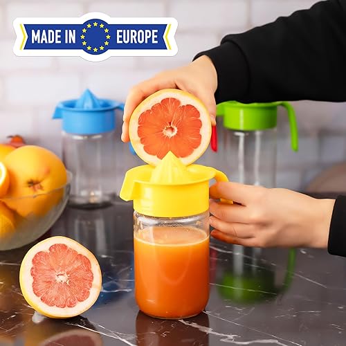 Miniatura 4 de Exprimidor de limón de vidrio, exprimidor pequeño de pomelo y cítricos, extractor manual con mango y boquilla de vertido, sin BPA y sin plomo,