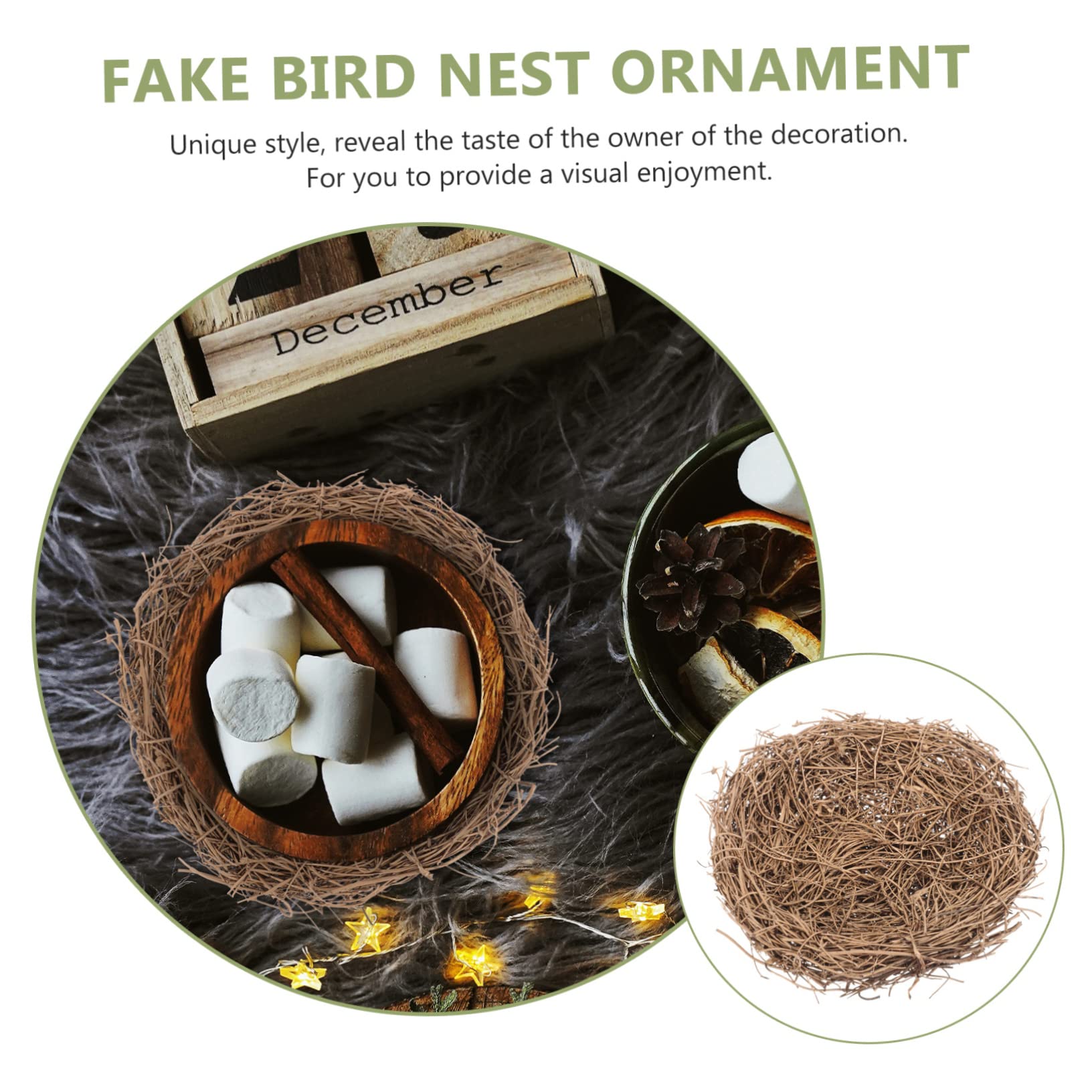 FOMIYES 5 Piezas Nido de pájaro Nido de pájaro Nido de pájaros de ratán Natural decoración botánica decoración de Oro Decoraciones de Boda Nido de pájaro Tejido de ratán Sapo