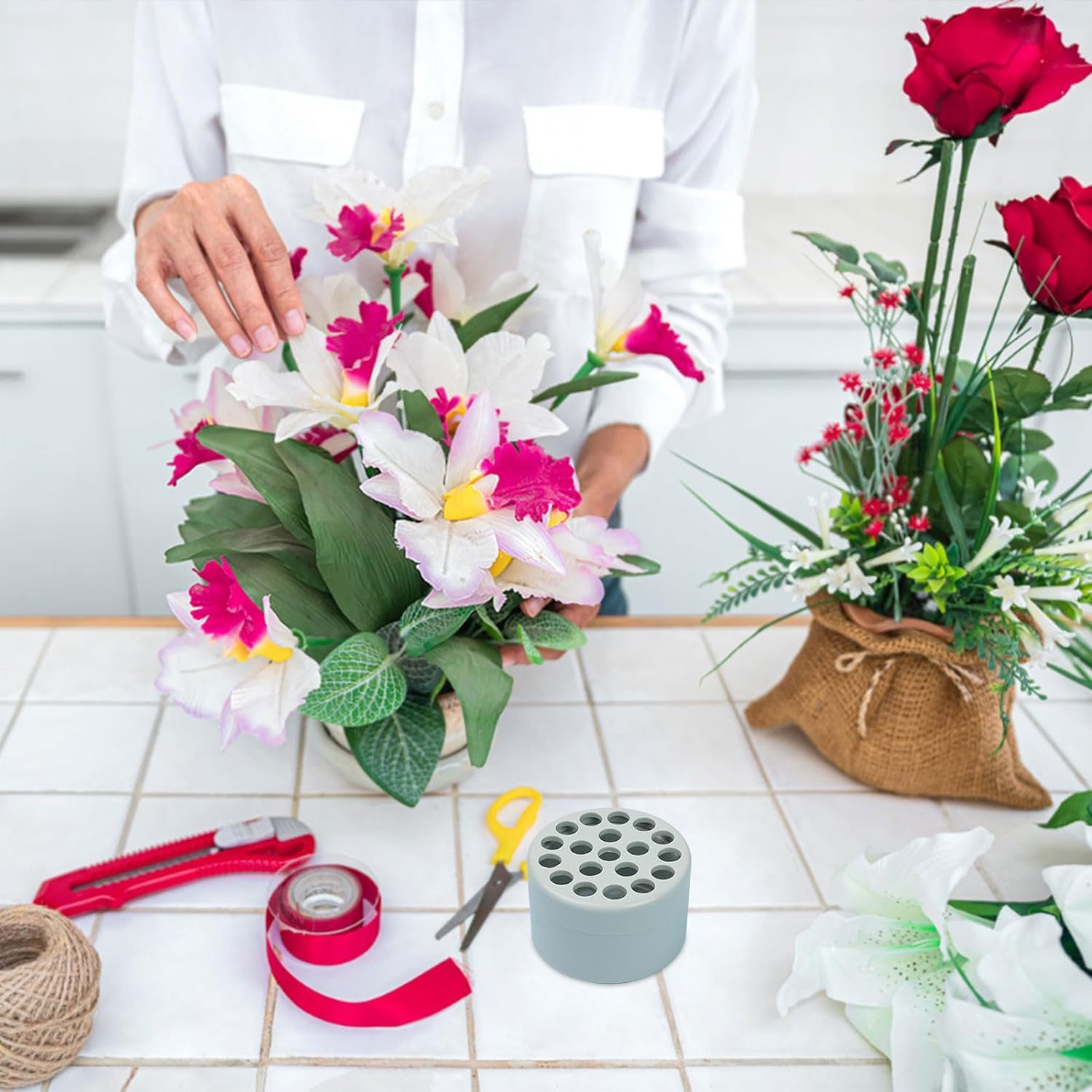 Amazon.co.jp: LINWILTFC スパイラル生け花ステムホルダー花瓶