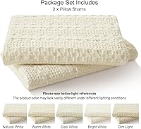 Vista 4 de PHF Fundas de almohada con tejido de gofre de 24" x 24", paquete de 2, funda de almohada cuadrada 100% algodón para decoración de ropa de cama, sin