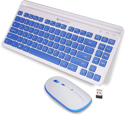 Zebronics-Companion 114 Wireless Keyboard and Mouse Combo Compact 2.4GHz Featuring Integrated Multimedia Keys, Smartphone/Tablet Holder, UV Printed…