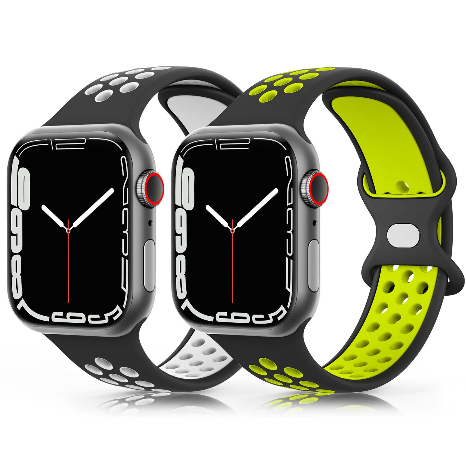 Silicone Band for Apple Watch Band 45/44/42/41/40/38mm for Women Men Breathable Sport Replacement Strap for iWatch Series 8 7 6 5 4 3 2 1 SE