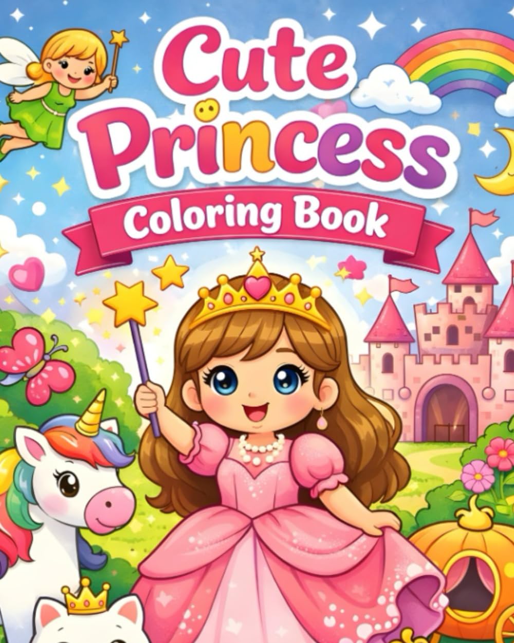 Princess Coloring Book for Girl Kids Ages 3–12: Cute and Easy Princess Coloring Pages to Inspire Creativity, Imagination, and Fun for girls