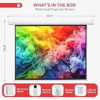 Vista 2 de Pyle PRJELMT76 - Pantalla de proyector portátil motorizada blanca mate de 72 pulgadas, pantalla de proyección automática con montaje en pared/techo