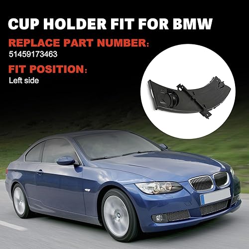 Miniatura 3 de USTAR Portavasos izquierdo negro para BMW E90 E91 E92 E93 325i 325xi 328i 328xi 330i 330xi 335d 335i 335i3 335xi M3 2006-2011 51459173463