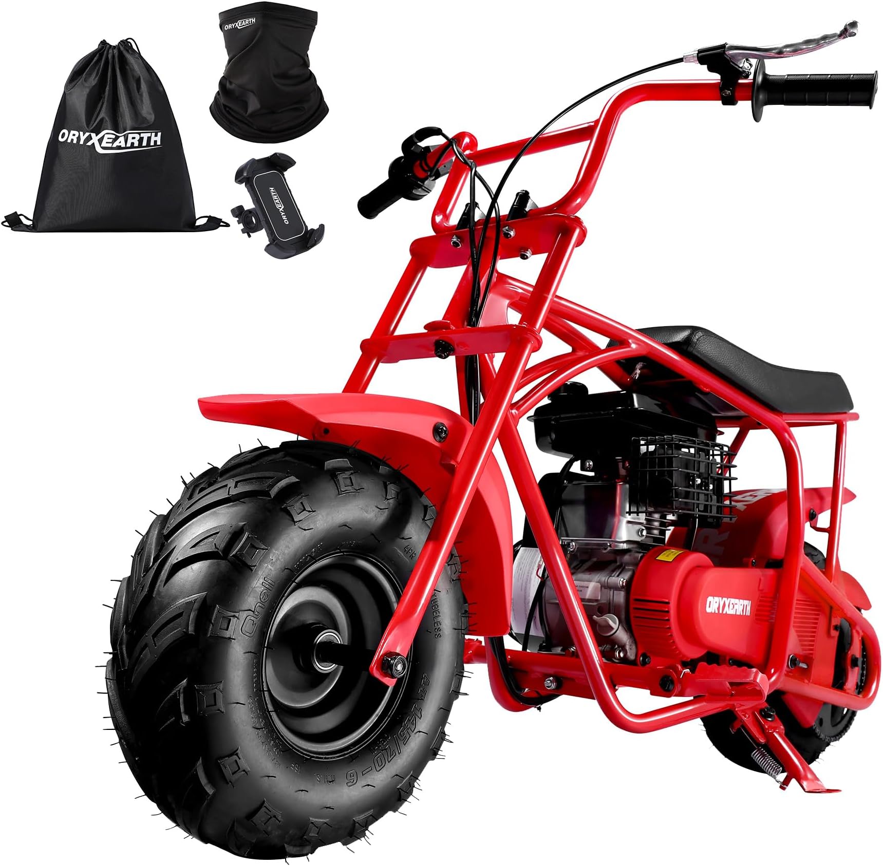 Oryxearth Mini Dirt Bike for Kids, 105CC 4-Stroke Kid Gas Powered Off-Road Pocket Pit Trail Motorcycle W/EPA Approved, Up to 28 Mph Weight Support 185 LBS, for Adults and Teens, Red Basic