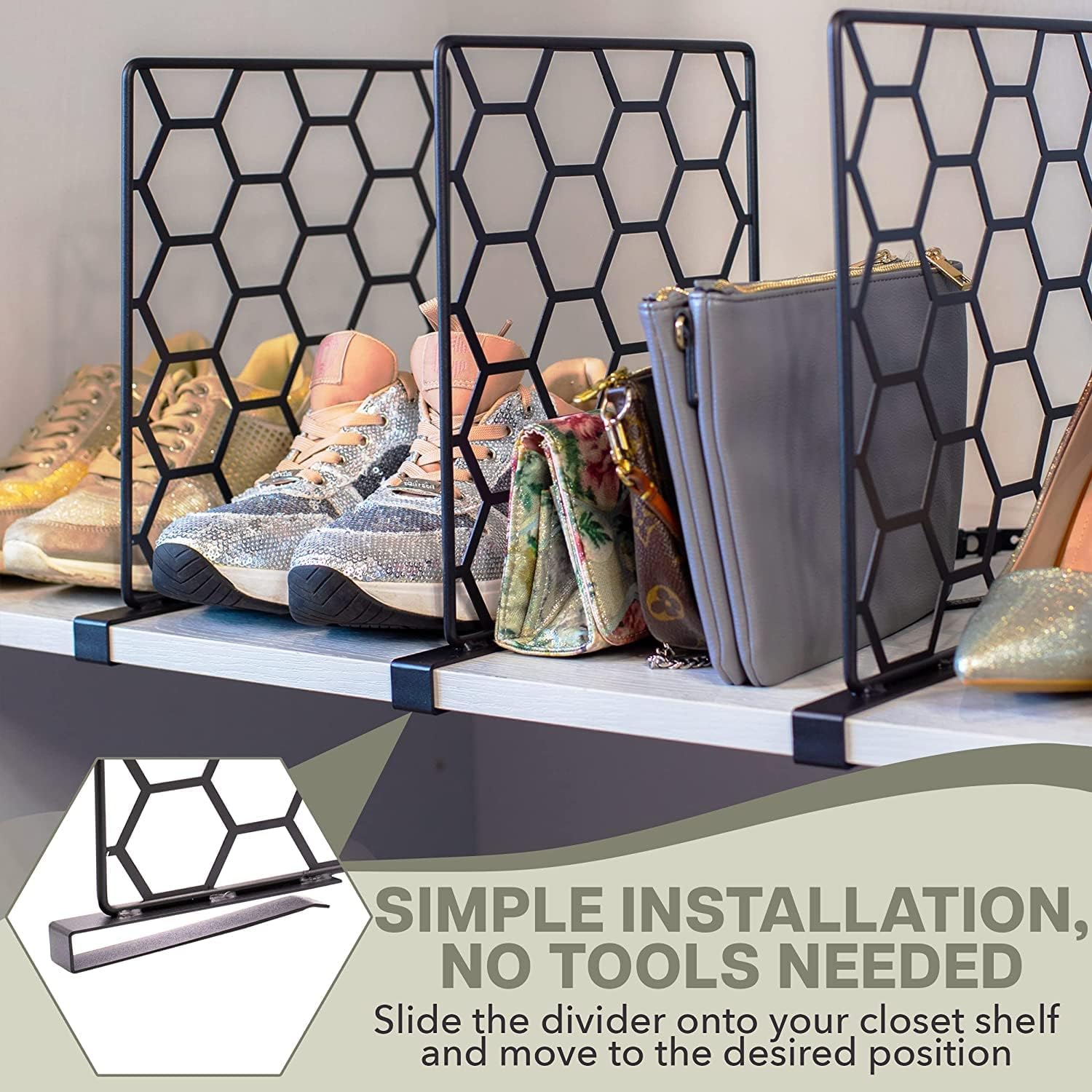 5 star moon 3 Metal Shelf Dividers, Metal Wardrobe Dividers for Shelves