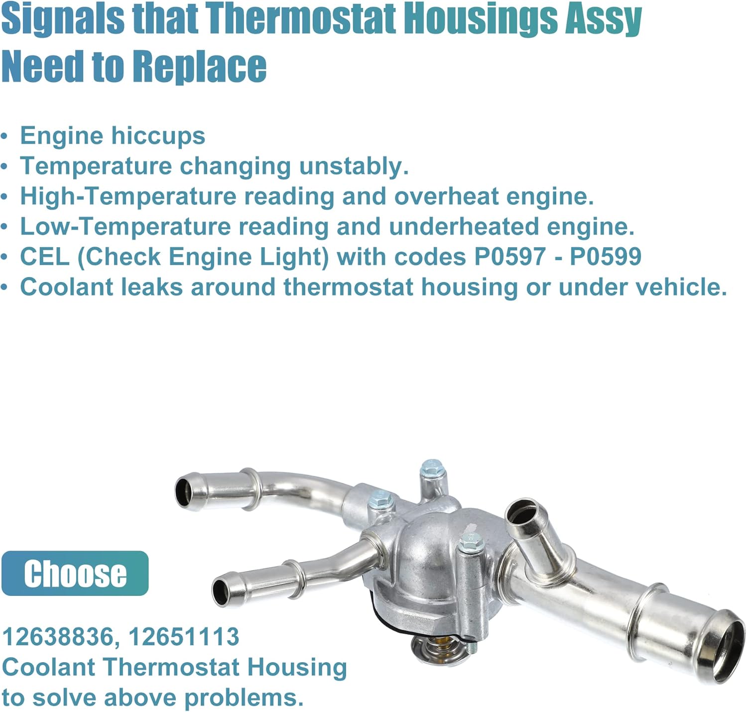 X AUTOHAUX 12638836 Engine Coolant Thermostat Housing Assembly for Buick LaCrosse 3.6L 2010-2014 for Chevrolet Impala 3.6L 2014-2020